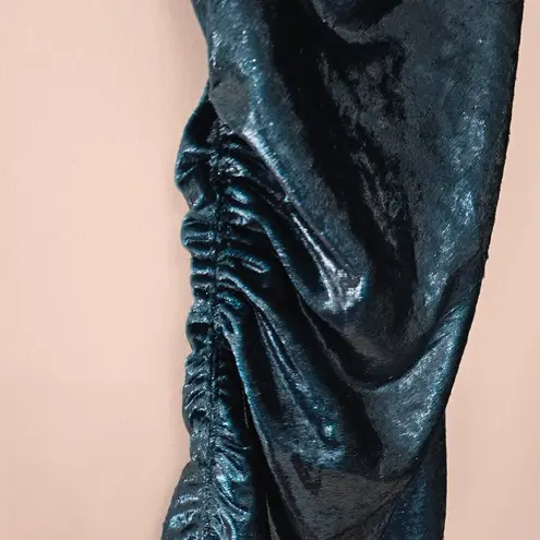 Cinq à Sept CINQ A SEPT Shiny Astrid Dress Teal Topaz Metallic Bodycon Mini Women's Size 0