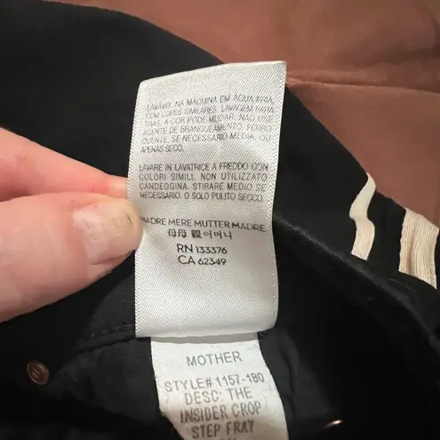 MOTHER Insider Crop Step Fray Hem Size 25 Black and Cream Stripe