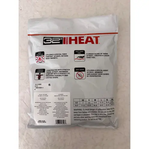 32 Degrees Heat 32 Degrees Cozy Heat Bodysuit Long Sleeve Mock Neck Extra Warm White XL