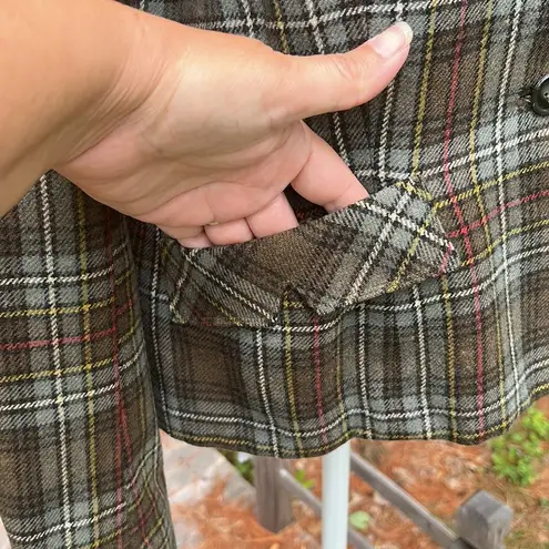 40s or 50s Vintage Wool Plaid Blazer Peter Pan Collar Size Small Gray