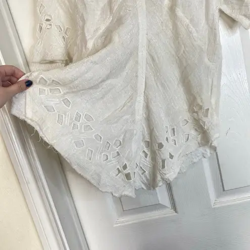 IRO Derwen Blouse Tee White Lace Cut Out Gauze Size 38 Medium Lace Cut Outs