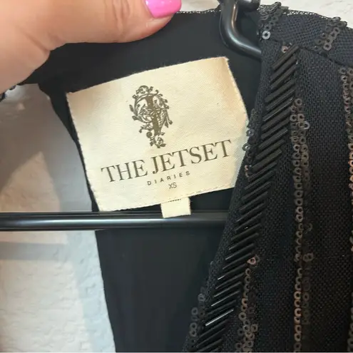 The Jetset Diaries Fiesta Faux Wrap Maxi Dress Black Sequin & Beaded XS