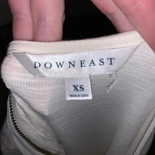 Downeast off white fringe hem office midi dress pockets