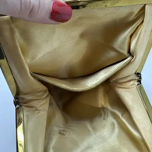 Vintage Paray Black Clasp Handbag Purse Gold Chain Bow 8.5”x6”