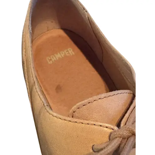 Camper Oxford Shoes Tan Leather Lace Up Flat EU 40 Size 9.5