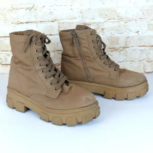 Circus by Sam Edelman Circus Sam Edelman Boots Womens 8 Brown Dane Canvas Chunky Lug-Sole Combat