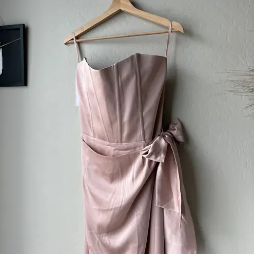 NEW V. Chapman Dress June Rose Pink Satin Strapless Corset Maxi Gown Size 12