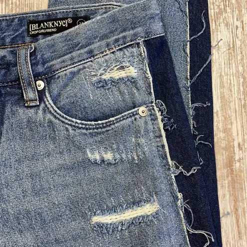 BLANK NYC  Still Water Crop Girlfriend Distressed Tuxedo Stripe Jeans Size
24