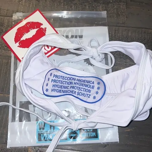 Vixxon Premium Swimwear Cheeky Scrunch Butt White Bottoms, Size Medium NEW