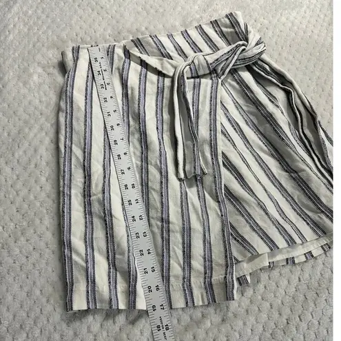 Club Monaco Mairead Skirt Women's 4 White Blue Striped Wrap Lined Mini Side Tie