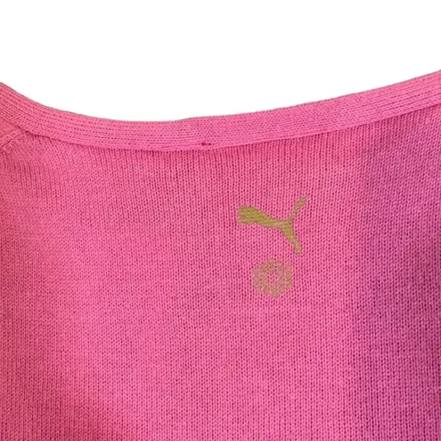 Puma  Pink & Gold Sleeveless V-Neck Pullover Casual Knit Vest Women Sz M