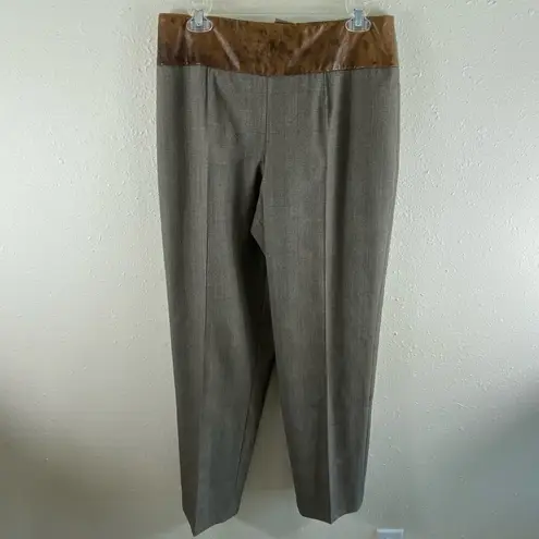 Harvé Benard Harve Benard Sport Gray Wool Blazer Pants Set Faux Leather Pockets Size 12