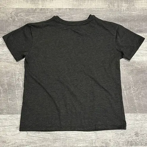 Modern Lux Happy Mind Short Sleeve Graphic Tee Womens XS Charcoal Flower Boho