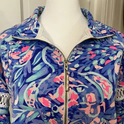 Lilly Pulitzer  Jonah 1/2 Zip Coastal Popover in Royal Purple‎ Party Wave size XS - Image 3
