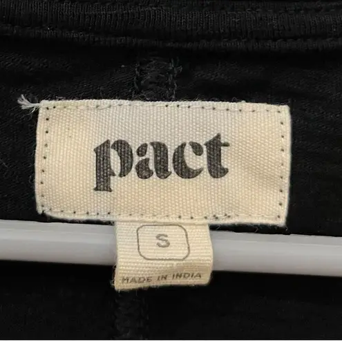 Pact Relaxed Slub Shirt Organic Cotton Top 3/4 Sleeves Black Womens Size S