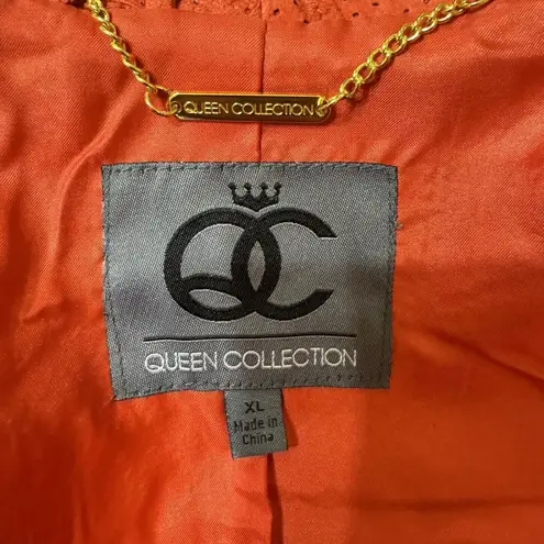 VTG Queen Latifah Shearling Leather Jacket Women XL Orange Queen Biker