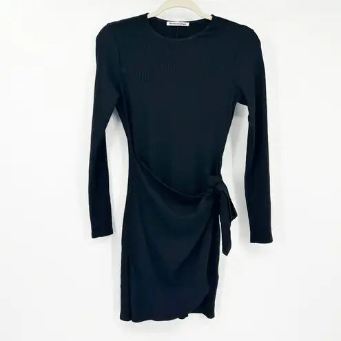 Reformation  Womens Party Going Out Cali Tie Side‎ Ribbed Mini Dress Size M Black