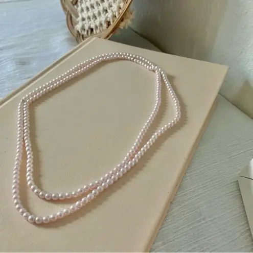 American Vintage Vintage “Jennie” Petite Pink Pearl Necklace Long Soft Feminine Classic Elegant