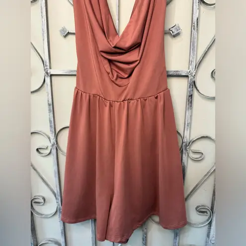 FAVLUX  Brand Dusty Pink Scoop Neck Romper Dress w/Criss-Cross Back