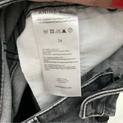 ANINE BING Kara Skinny Jeans Women’s Size 24 Gray Distressed Raw Hem Button Fly - Image 13