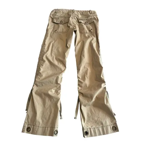 Nori Utility Pants Juniors Size 3 Khaki Beige Cargo Flared Straight Tastled Tan