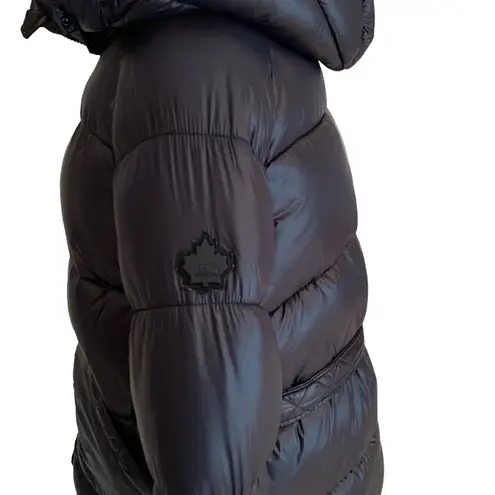 Toboggan Canada Mia Puffer Belted Coat with Removable Hood Black Size XL NWT