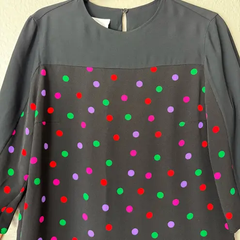 Akris Punto Silk Long Sleeved Multicolored Polka Dot Dress With Pockets Size 8