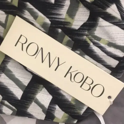 Ronny Kobo “Rica” Nile Green Grid Print Crop Tank Top XS NWT $188