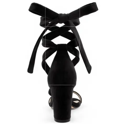 Love In Chunky High Heel Sandals Womens 7.5 Black Ankle Tie Block Heel