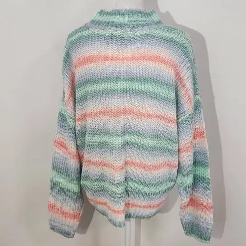 Hooked Up Pastel Stripe Sweater NWT Size XL Pink Purple Green Pastel Sweater