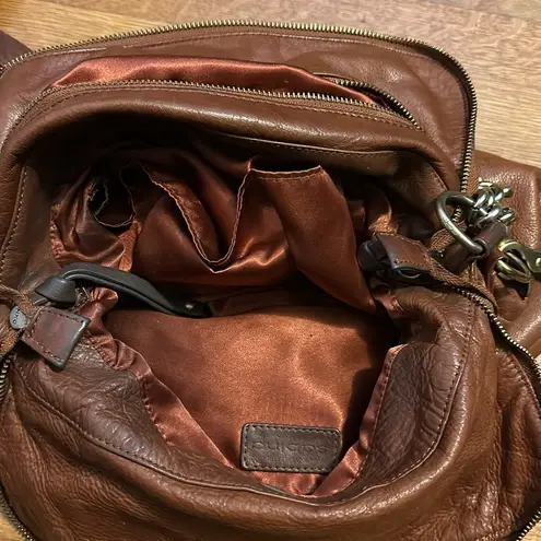 Sabina Fold Over Chain Metal Leather Brown Crossbody Boho Purse Bag Retro