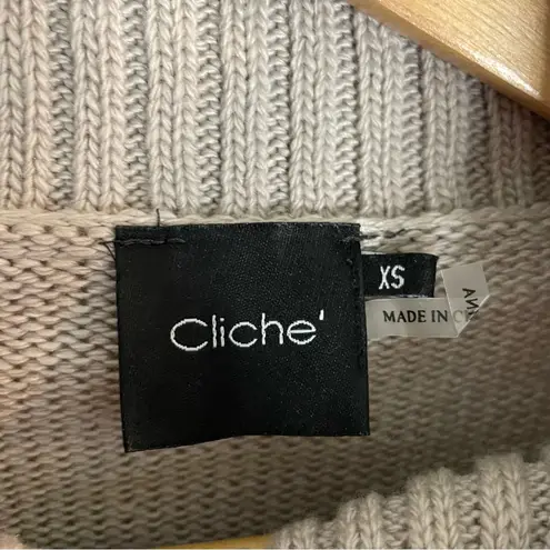 Cliché Cozy Beige Turtleneck Sweater Sleeves faux Fur Size XS cabin core chic Tan