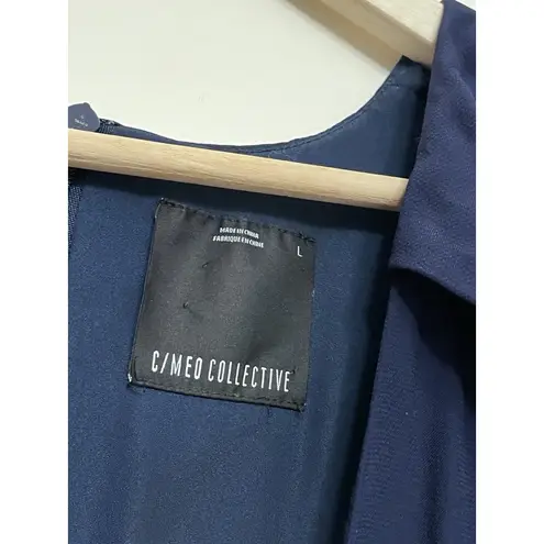 C/MEO COLLECTIVE Cold Shoulder Top Women Large Navy Blue Lined Blouse Anthro