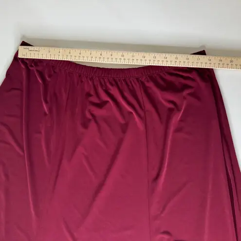 Susan Graver Midi Skirt 2X Burgundy Liquid Knit Stretch Pull On Elastic Waist