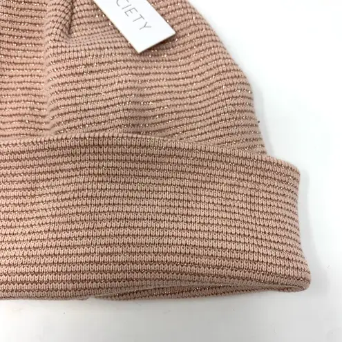 Sole Society  Beanie Hat Unisex Blush Pink Knitted Folded Winter NEW