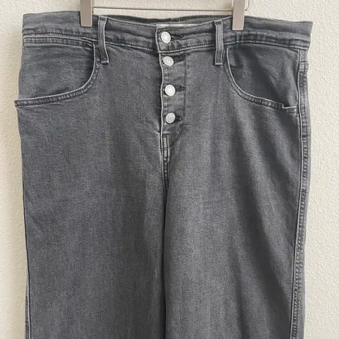 Levi's  Black Dark Grey High Rise Button Fly Mile High Cropped Wide Leg Jeans