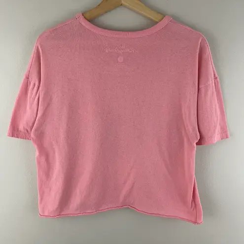 The Rolling Stones Pink White Red Lips Raw Hem Graphic Short Sleeve Band Tee