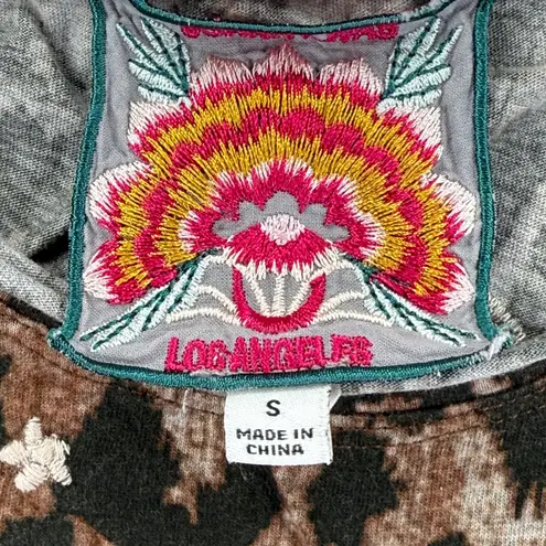 Los Angeles Apparel Los Angeles Leopard Print Butterfly Embroidered T-Shirt - Size S