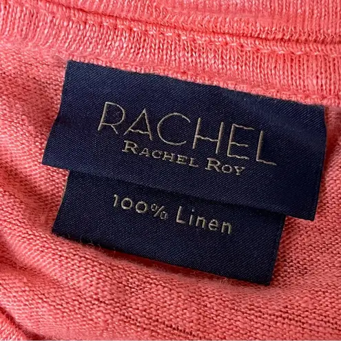Rachel Roy Coral Linen Side Tie Top M Women’s Coastal Preppy Boho Summer Beach Pink Size M