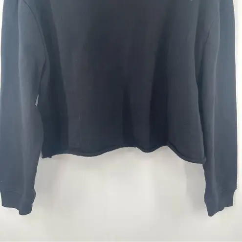 Topshop  Cropped Sweatshirt Pullover Black Crop Long Sleeve Size US 4-6 NWT