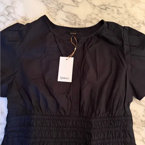 Quince NWT Women’s 100% Organic Cotton Poplin Tiered Maxi Dress Black Sz L