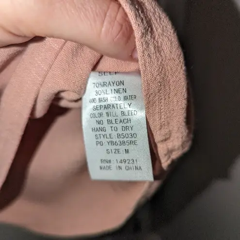 Kori 4/$25 BUNDLE SALE! AMERICA DUSTY PINK DROP SHOULDER LINEN BLEND BLOUSE!