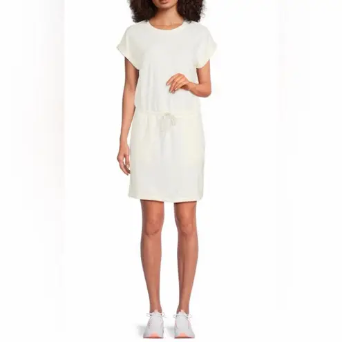 Andrew Marc Crew Neck Drawstring Cotton Blend Minidress Sweatshirt Dress M NWT