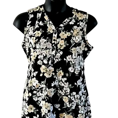 Isaac Mizrahi Live! Regular Floral Printed Henley Tank Dress Size Medium NWOT