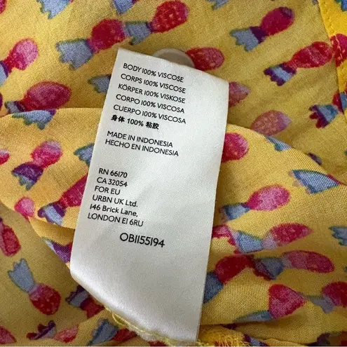 Maeve Anthropologie Picnic Button Down Pineapple Print Shirt, Sz L Yellow Size L