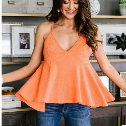 Ces Femme Daisy Woven Cami in Coral Size Large NWT Orange