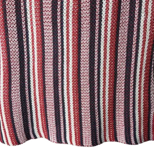Soft Surroundings Montego Bay Sweater Size XS Dusty Red Blue White Open Knit