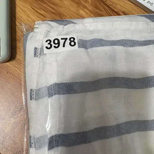 Gigi Moda Women Linen Striped Tunic Top One Size Blue White Coastal Resort Beach Size L