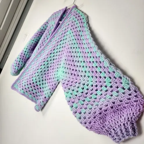 New Handmade Crochet Cardigan Open Front Sweater Premium Acrylic OS Purple Size undefined