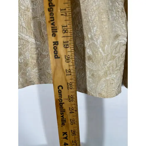 Perceptions Petite Womens Shimmer Paisley Brocade Skirt Suit Jacket Set Gold 10P